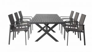  סט לגינה שולחן אלומיניום ו 6 כיסאות אלומיניום שחור בהוראת קבע